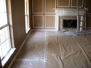 Keller House Painting - room prepared for painting